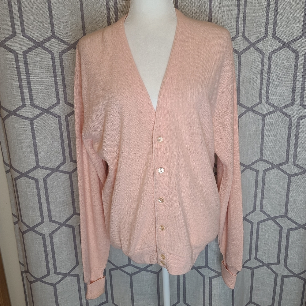London Fog cardigan with buttons, long sleeves size M V-neckline peach color